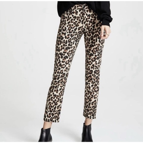 PAIGE Denim - PAIGE Hoxton Ankle Jeans Size 30 Leopard Print High Rise Raw Hem NWT